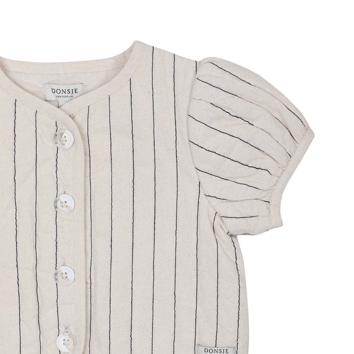 KIDS Donsje Milenna Jacket - Soft Sand - Blue Striped - Image 4 of 5