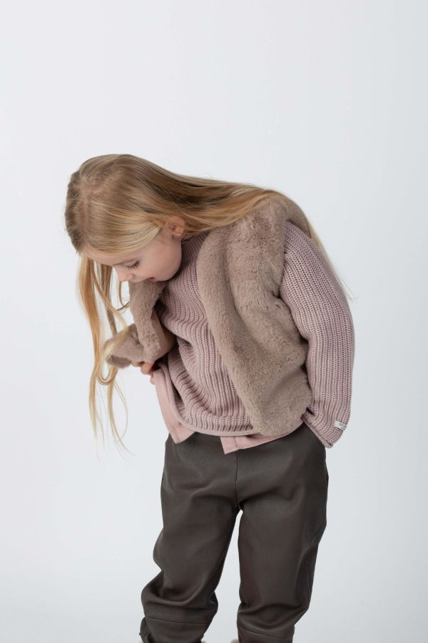 KIDS Donsje Pimmy Gilet - Taupe Teddy