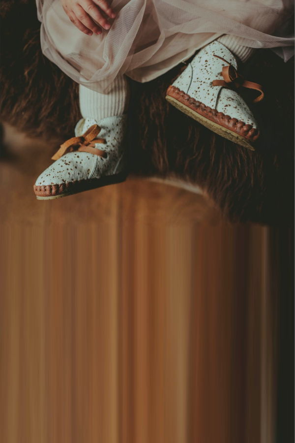 KIDS Donsje Pina Exclusive Booties - Bambi Spotted Cow Hair