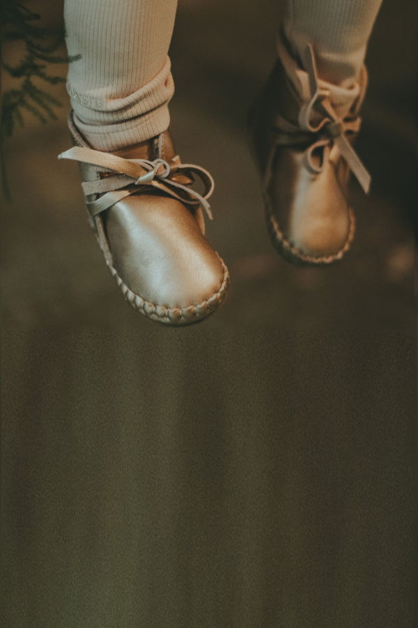 KIDS Donsje Pina Exclusive Booties - Champagne Metallic Leather