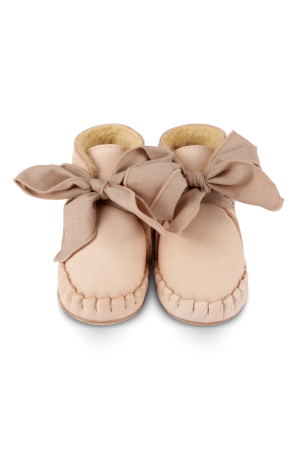 KIDS Donsje Pina Organza Booties - Powder Nubuck + Mocha Cotton