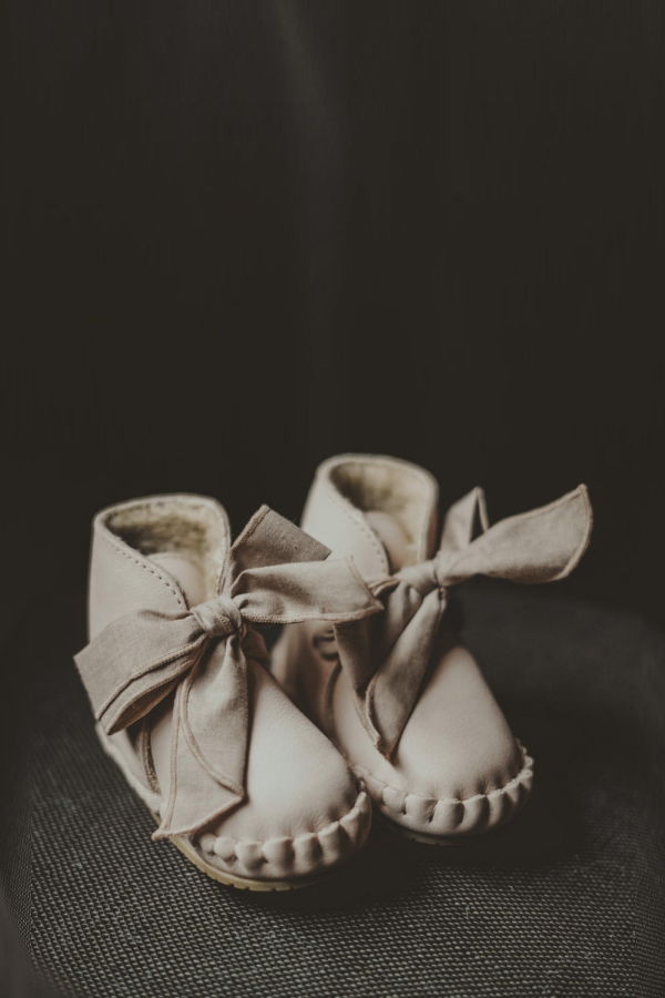 KIDS Donsje Pina Organza Booties - Powder Nubuck + Mocha Cotton