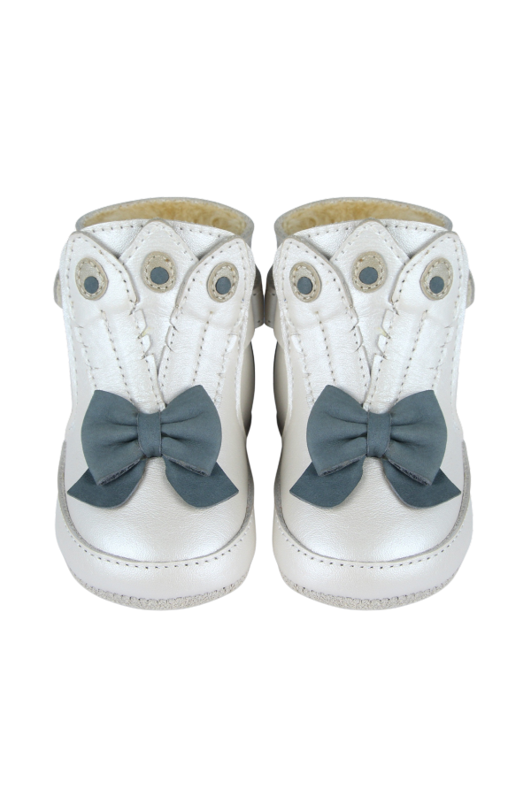 KIDS Donsje Ponne Booties - Off White Metallic Leather