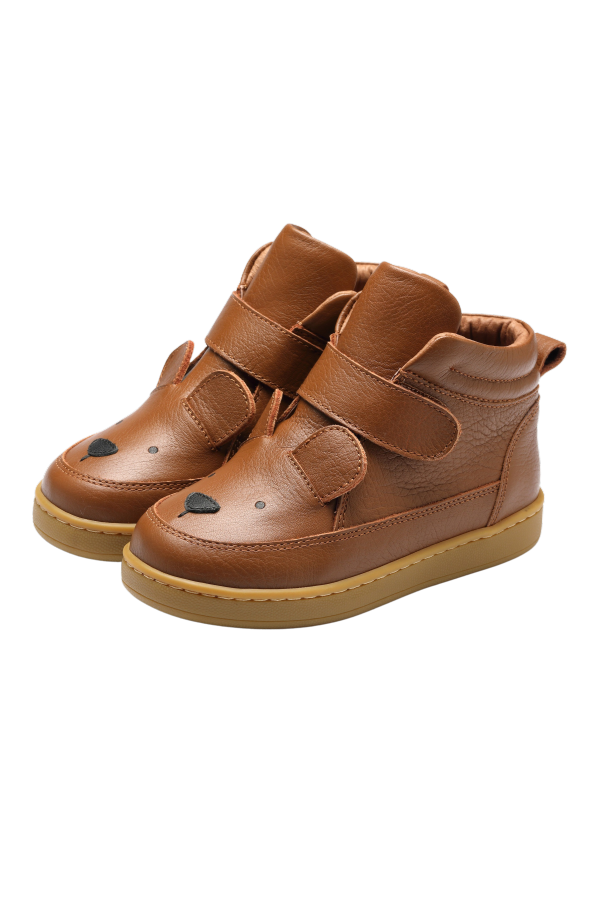 KIDS Donsje Qika Bear Sneakers - Cognac Leather