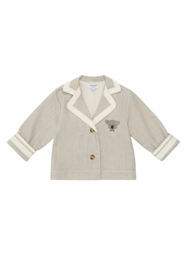KIDS Donsje Quirijn Linen Blazer Festive Koala - Soft Taupe
