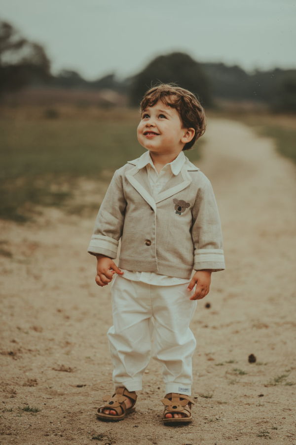 KIDS Donsje Quirijn Linen Blazer Festive Koala - Soft Taupe