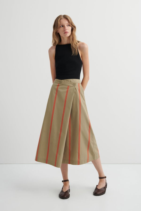 Kowtow Fold Skirt - Nasturtium Stripe