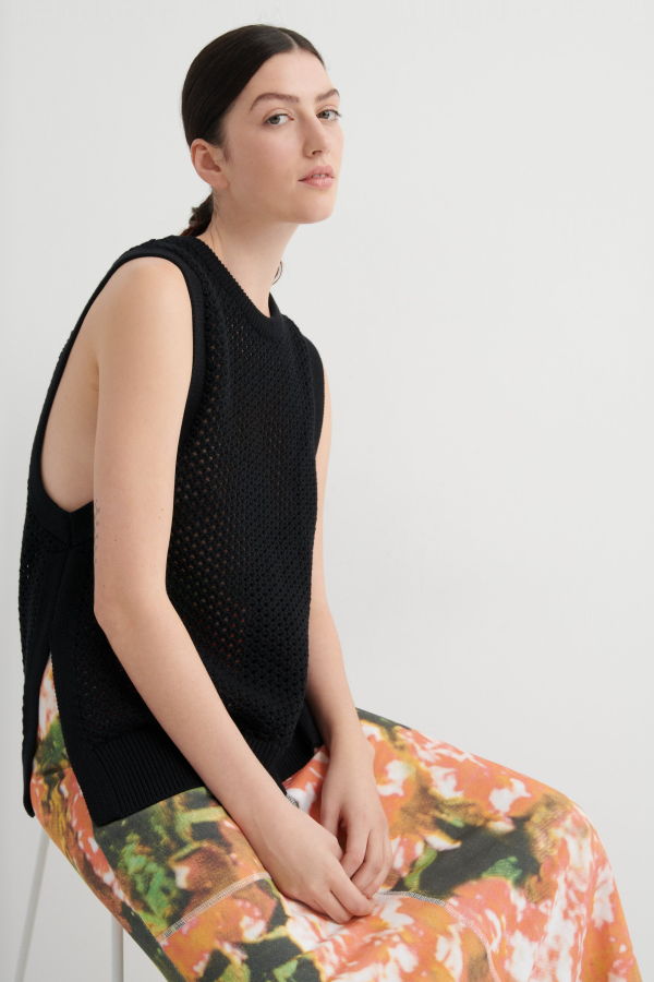Kowtow Pointelle Vest - Black