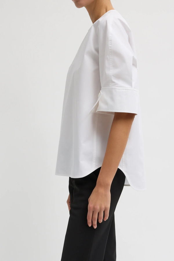 Tibi Compact Eco Poplin Reverse Sleeve Top