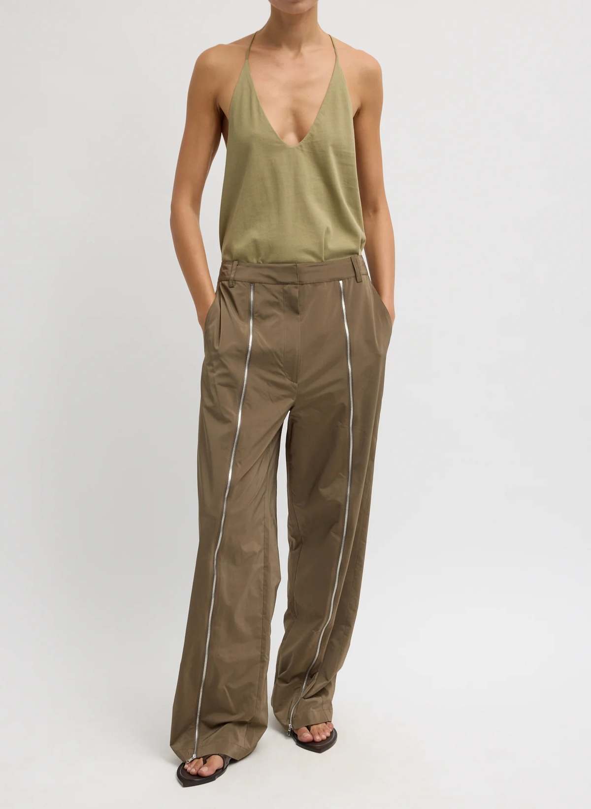 Tibi Nylon Zipper Trouser - Image 1 of 5