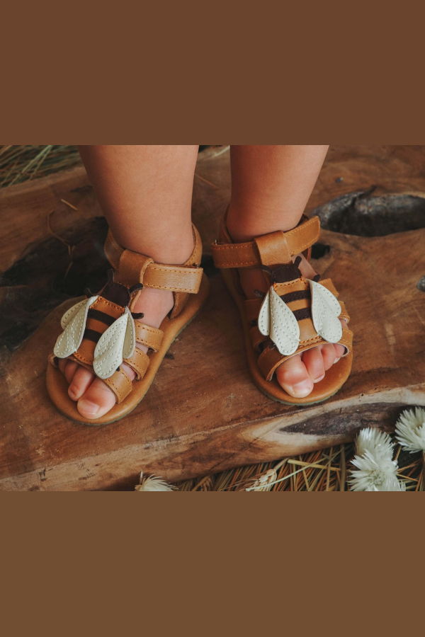 KIDS Donsje Tuti Sky Bee Sandals - Camel Classic Leather