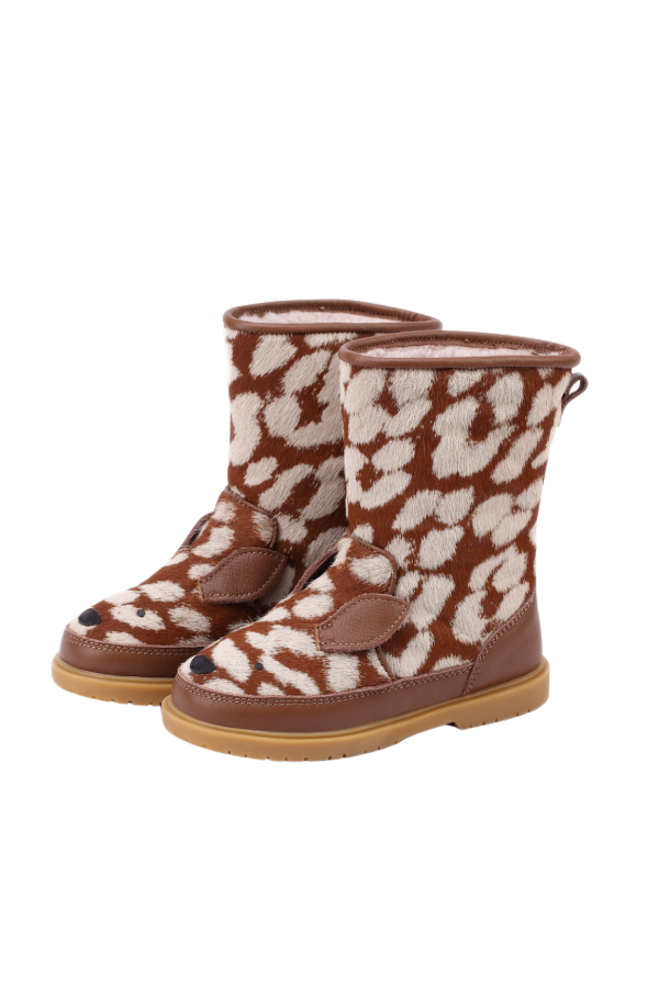 KIDS Donsje Wadudu Exclusive Bambi Boots - Brown Spotted Cow Hair
