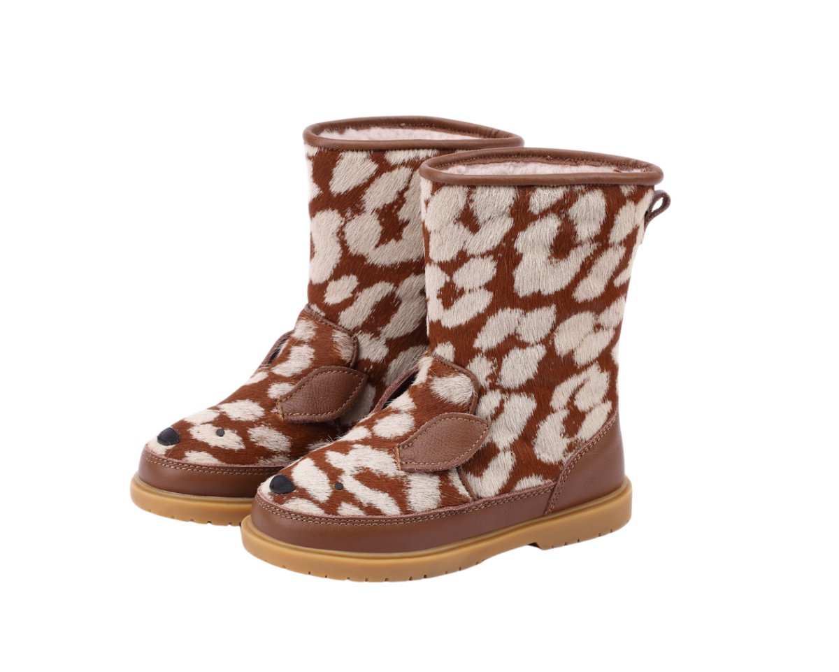KIDS Donsje Wadudu Exclusive Bambi Boots - Brown Spotted Cow Hair - Image 1 of 7