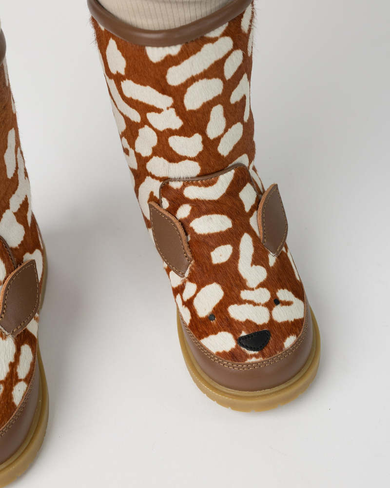 KIDS Donsje Wadudu Exclusive Bambi Boots - Brown Spotted Cow Hair