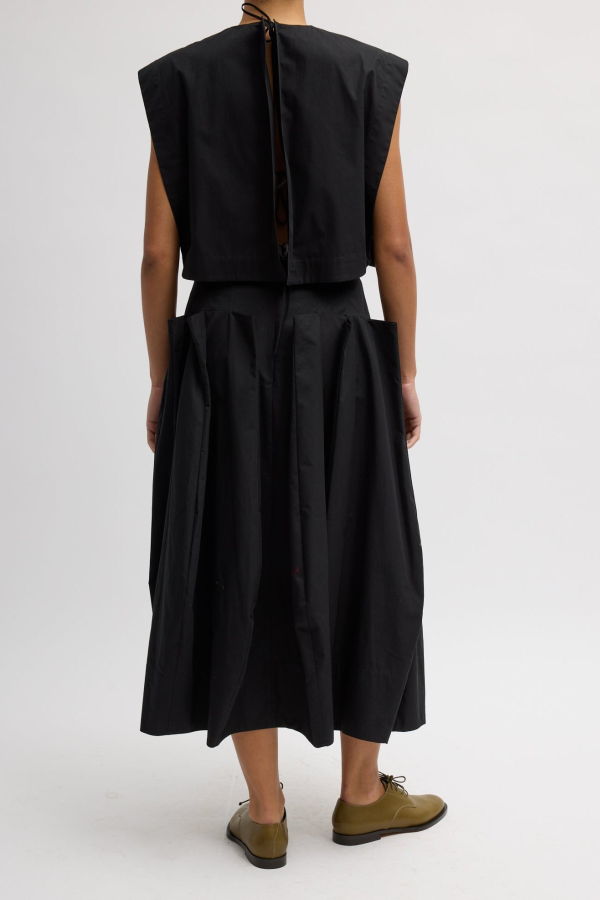 Tibi Compact Eco Poplin Pinched Pleat Skirt - Black