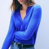 White + Warren Cashmere Crewneck Cardigan - Cobalt - Thumbnail 2