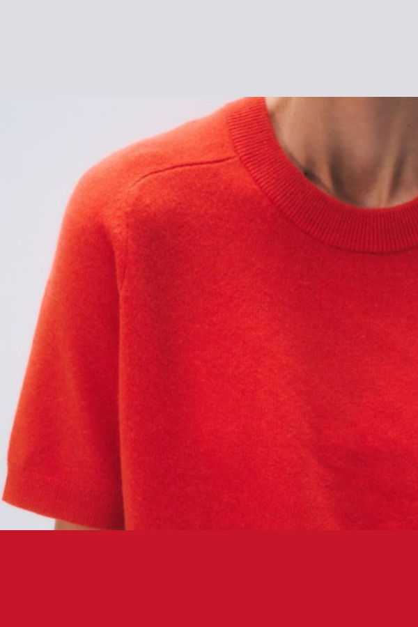 White + Warren Cashmere Relaxed Tee - Poppy Red