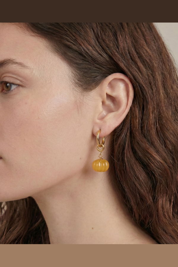 seree Harvest Jade Stone Charm Earrings - Pumpkin