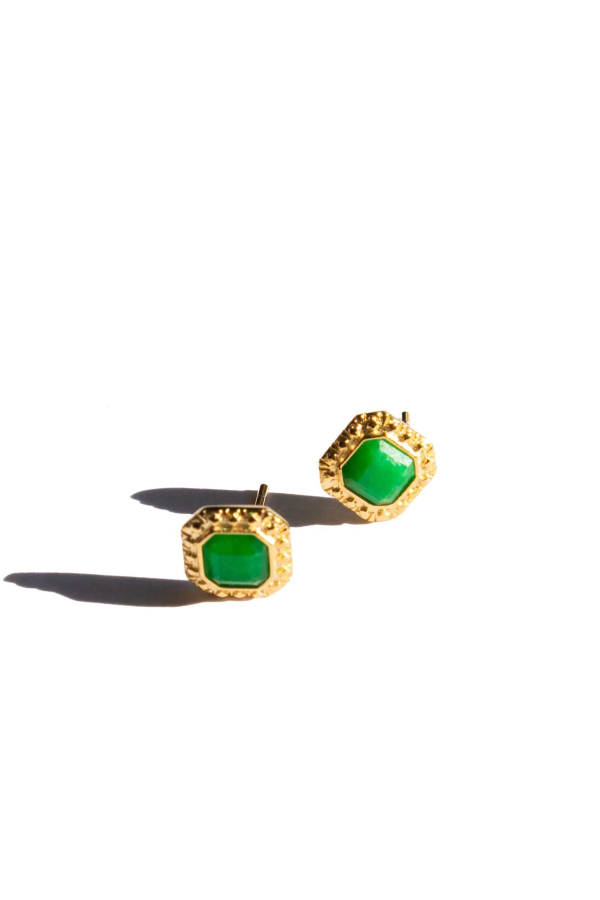 Seree Park Jade Square Stud Earrings - Green