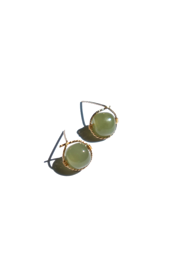 Seree Sydney Jade Bead Stud Earrings - Green