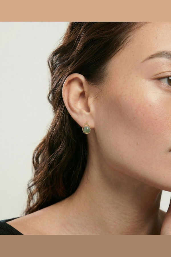 Seree Sydney Jade Bead Stud Earrings - Green