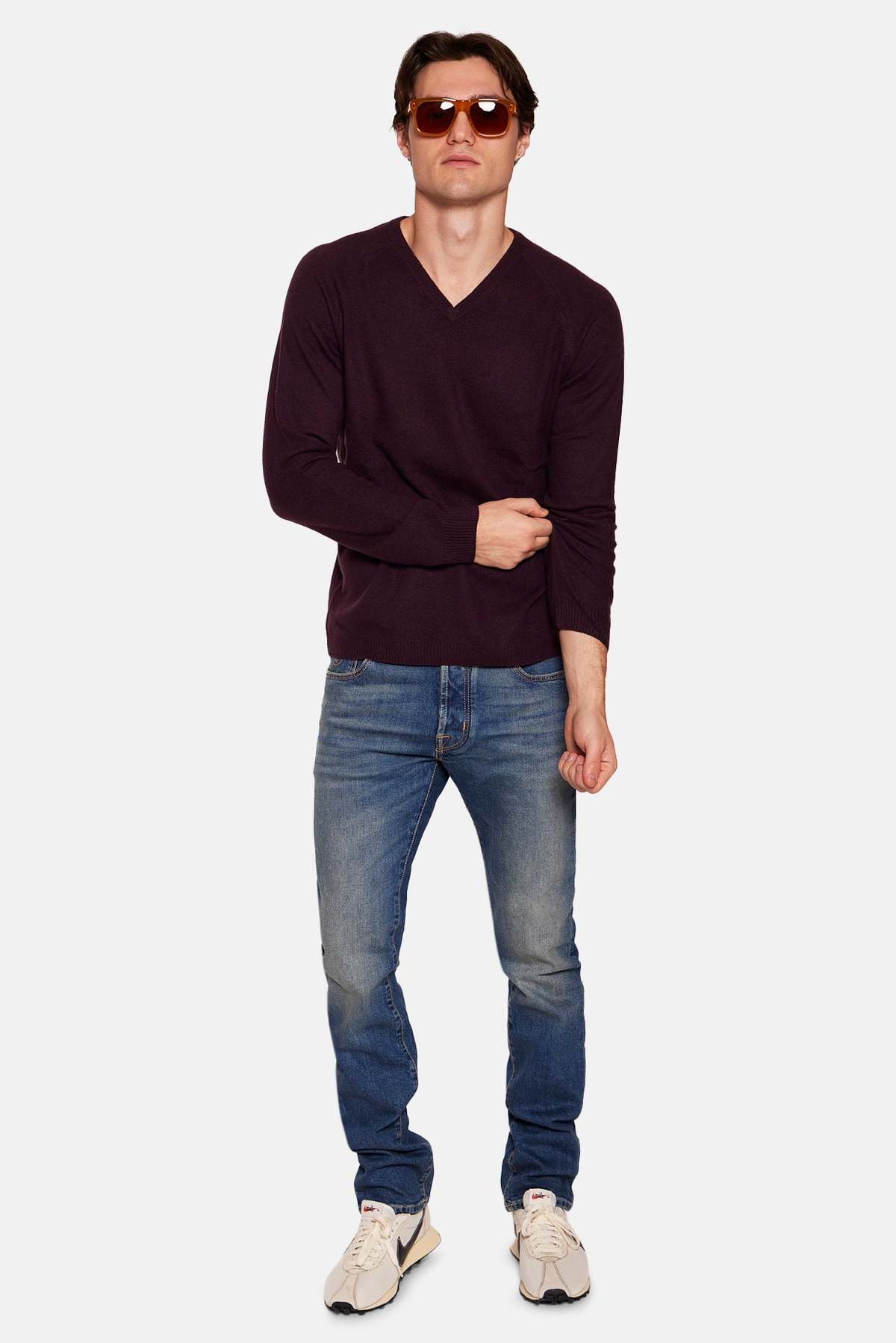 Blue&Cream Ford Cashmere V-Neck Sweater - Image 5 of 6