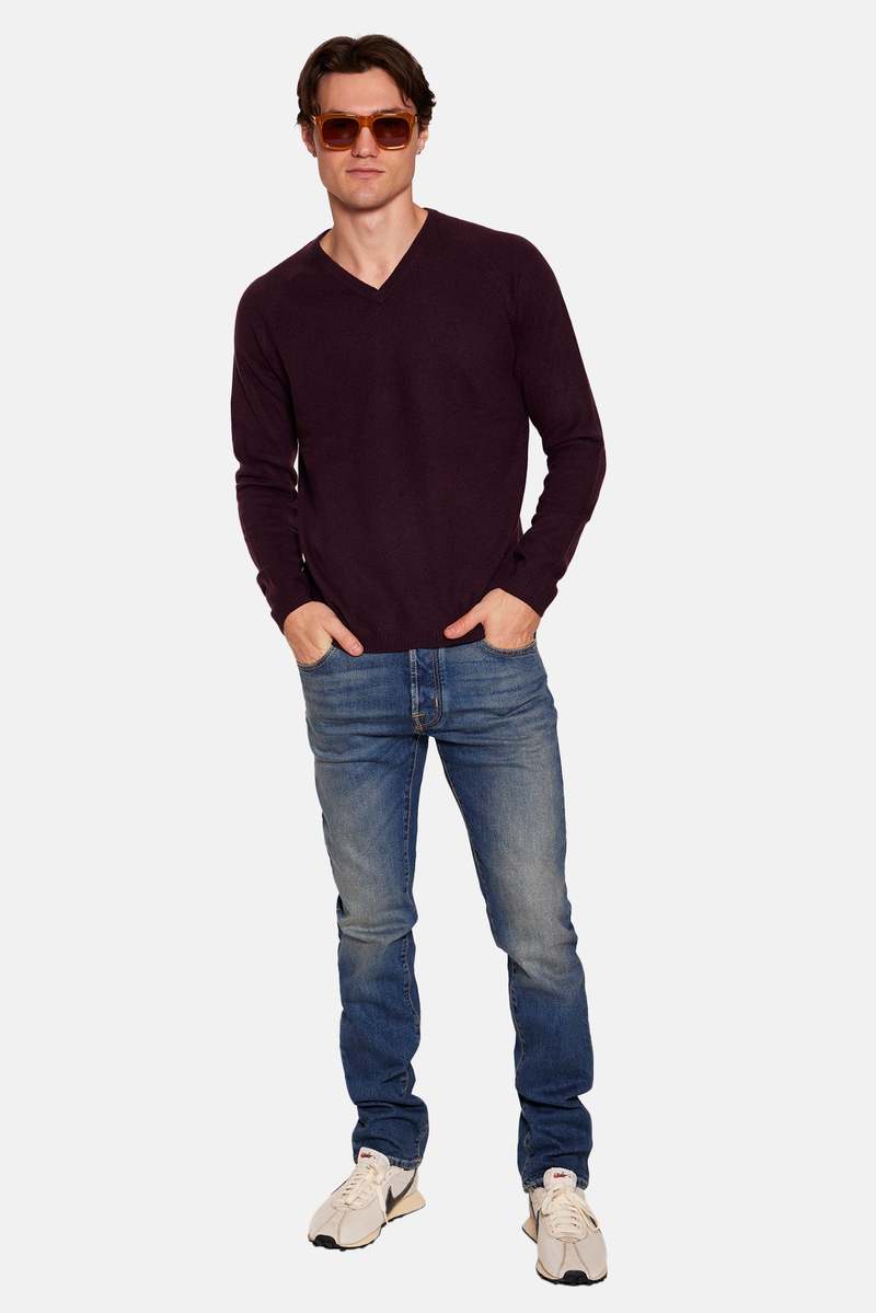 Blue&Cream Ford Cashmere V-Neck Sweater