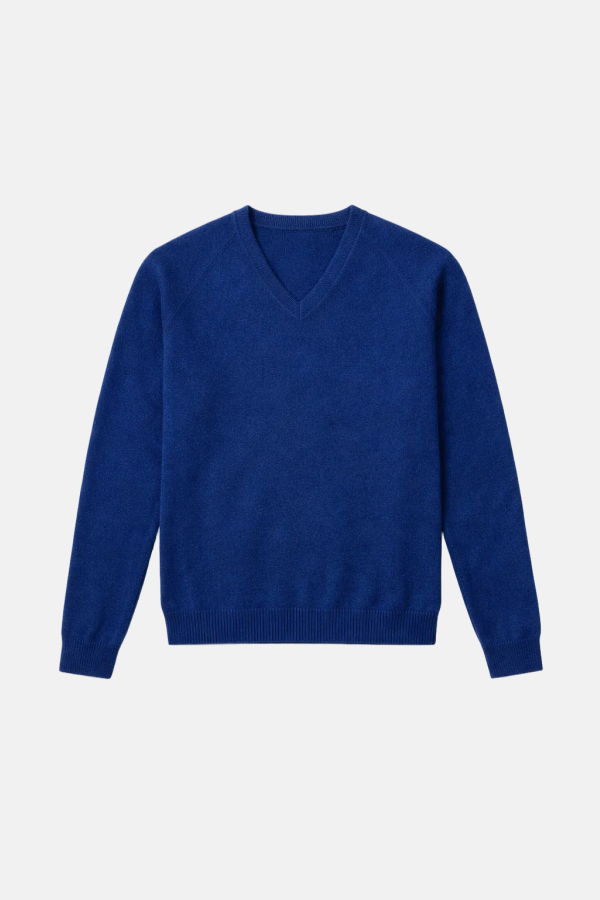 Blue&Cream Ford Cashmere V Neck Sweater - Midnight Blue