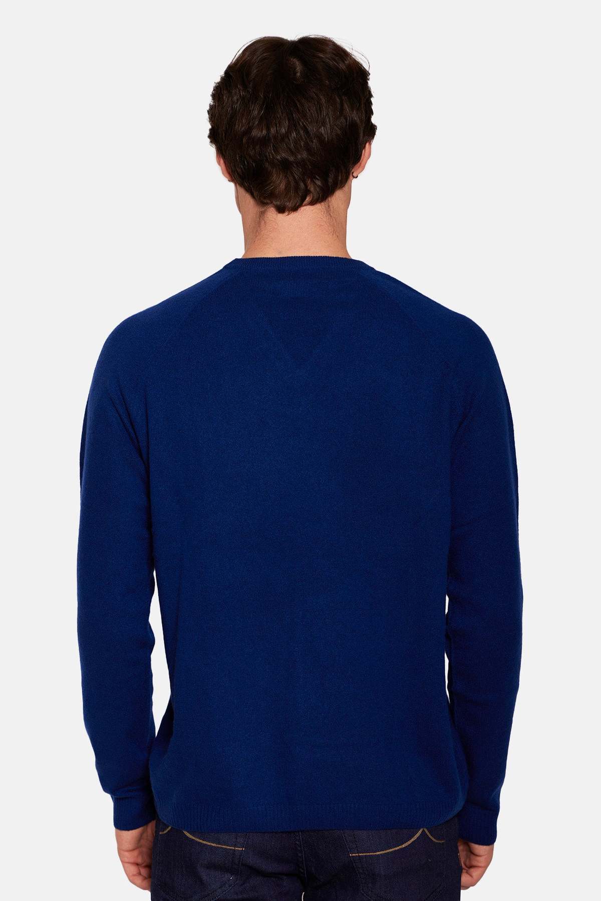 Blue&Cream Ford Cashmere V Neck Sweater - Midnight Blue - Image 5 of 6