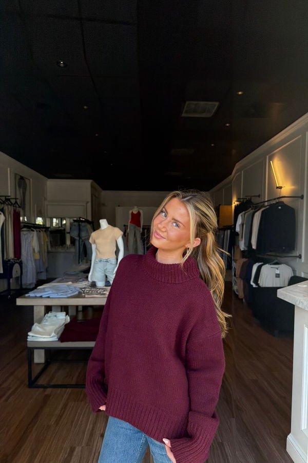 SABLYN Scarlett Mock Neck Drop Shoulder Sweater