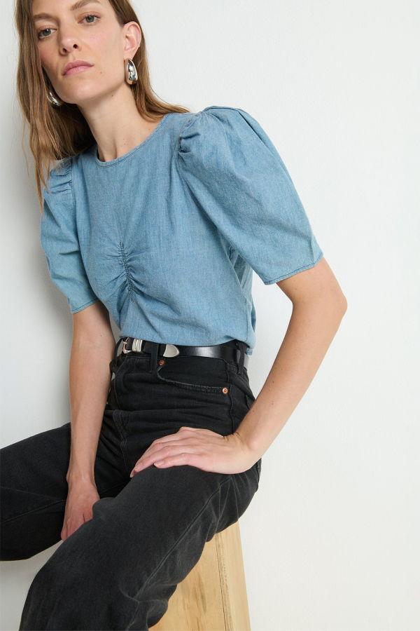 Nation Cecily Baby Doll Top - Chambray