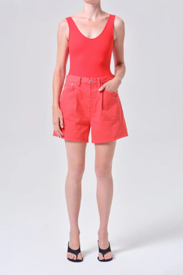 AGOLDE Rhoda Pleated A-Line Short in Carnival