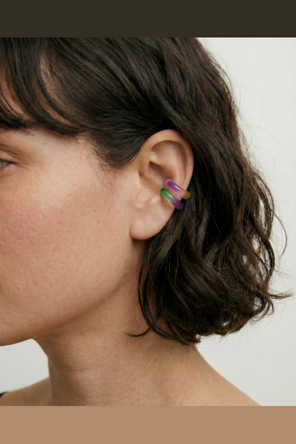 seree Abby Single Jade Cuff Earring - Purple