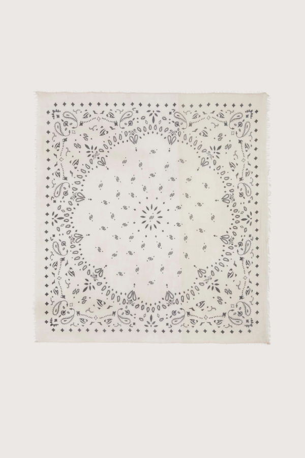 Kujten Effy Cashmere Light Weight Bandana Scarf - Oats White