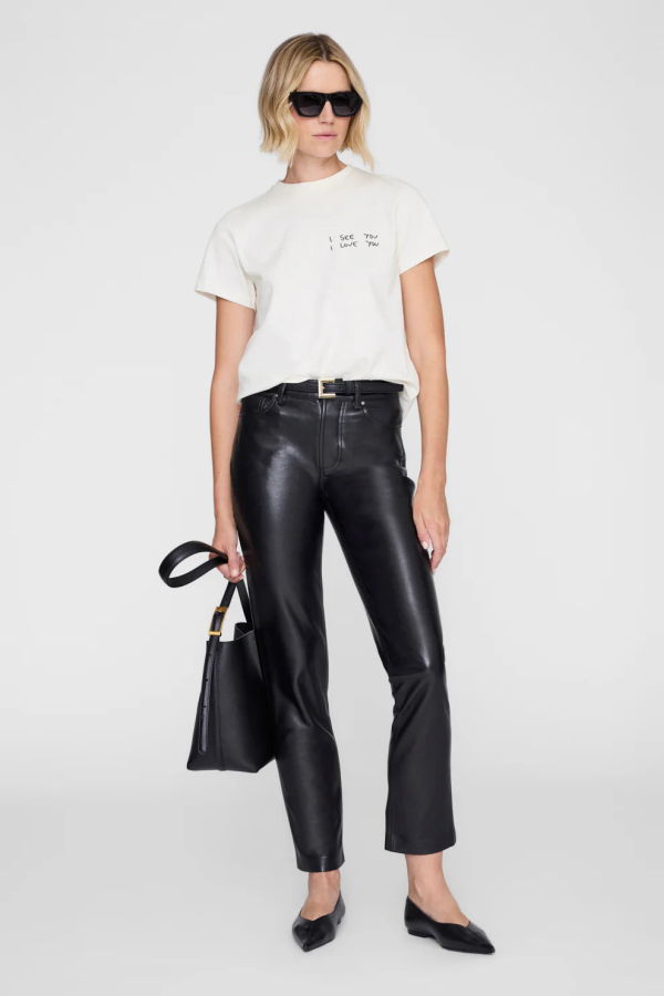 Anine Bing Shelley Tee I See You I Love You Top - Washed Cream