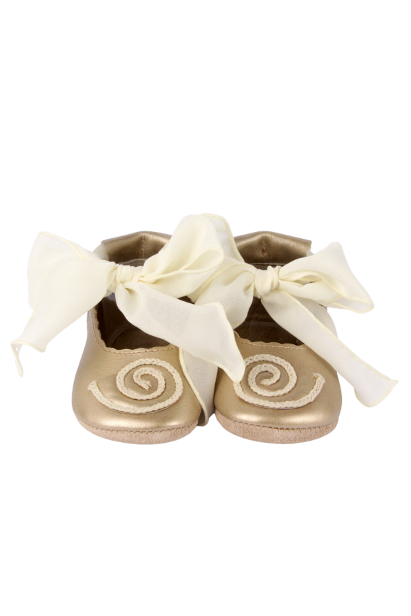 KIDS Donsje Alice Moon Shell Baby Shoes - Champagne Metallic Leather