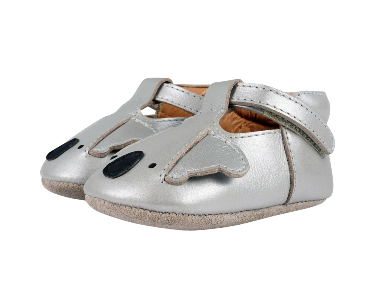 KIDS Donsje Blinc Shoes Koala Baby Shoes - Silver Grey Metallic Leather - Image 1 of 6