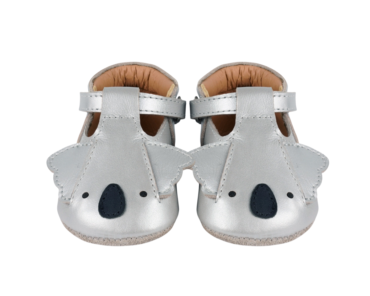 KIDS Donsje Blinc Shoes Koala Baby Shoes - Silver Grey Metallic Leather - Image 3 of 6