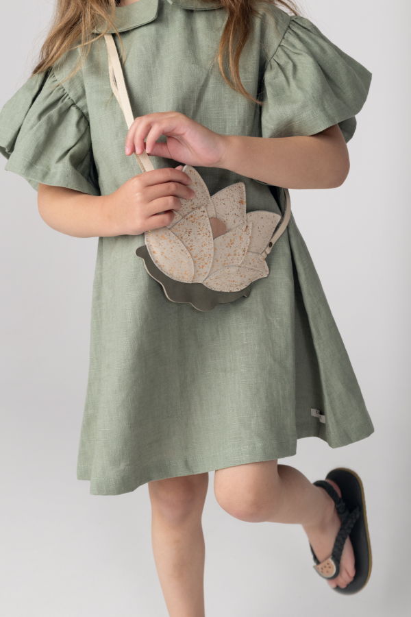 KIDS Donsje Capucine Linen Dress - Desert Green