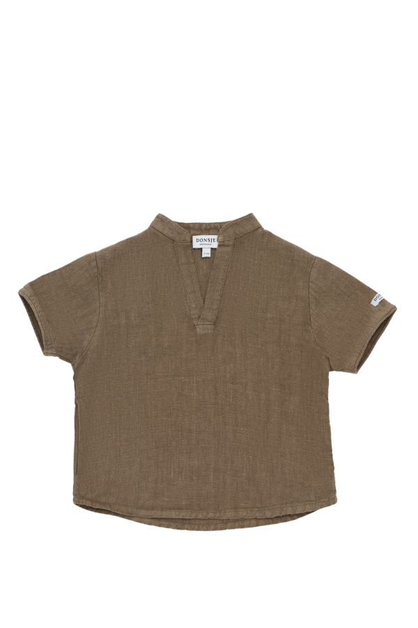 KIDS Donsje David Linen Shirt - Brown