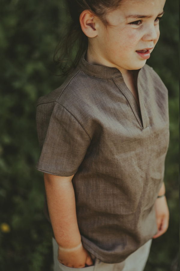 KIDS Donsje David Linen Shirt - Brown