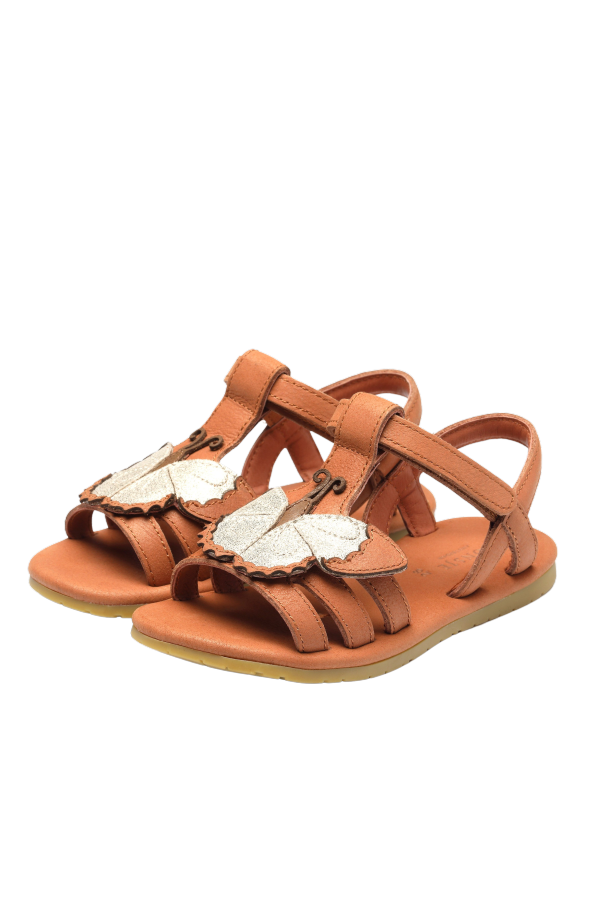 KIDS Donsje Iles Sky Papillon Sandals - Walnut Leather