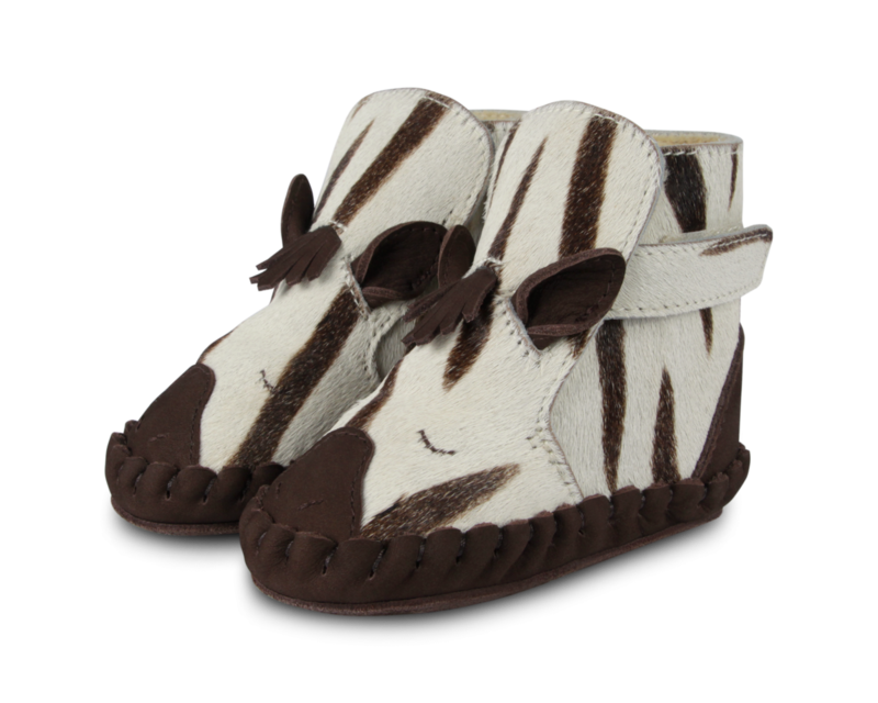 KIDS Donsje Kapi Exclusive Raccoon Booties - Zebra Striped Cow Hair