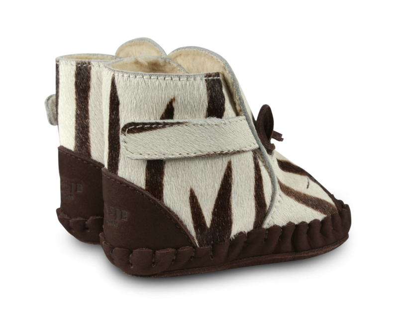 KIDS Donsje Kapi Exclusive Raccoon Booties - Zebra Striped Cow Hair