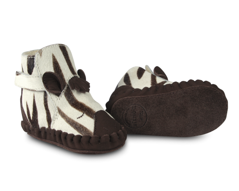 KIDS Donsje Kapi Exclusive Raccoon Booties - Zebra Striped Cow Hair