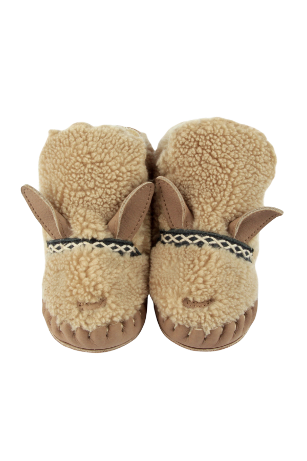 KIDS Donsje Kapi Exclusive Alpaca Baby Booties - Beige Curly Faux Fur