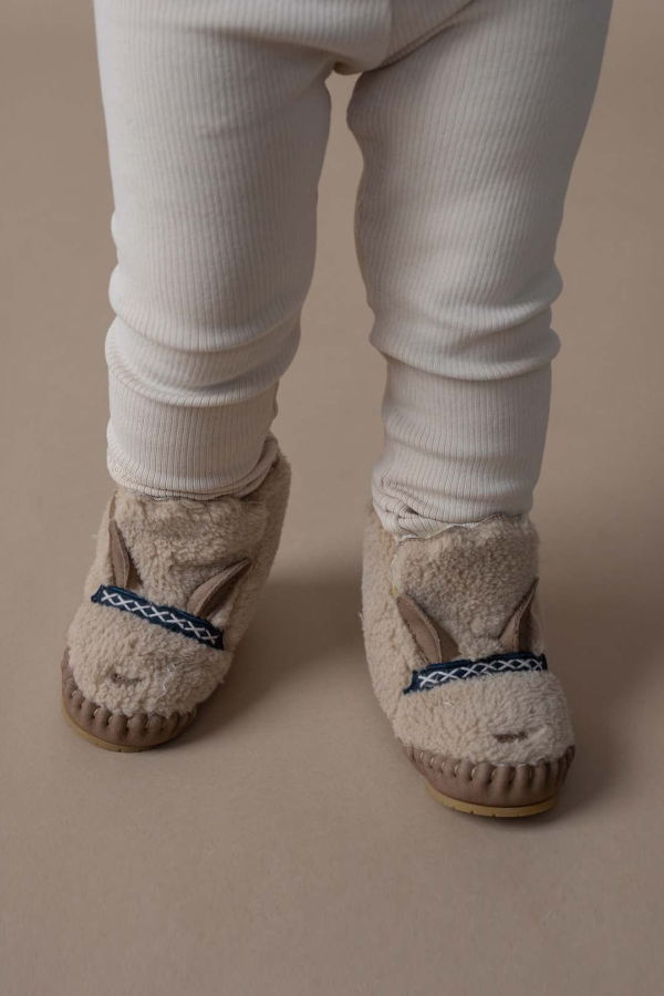 KIDS Donsje Kapi Exclusive Alpaca Baby Booties - Beige Curly Faux Fur