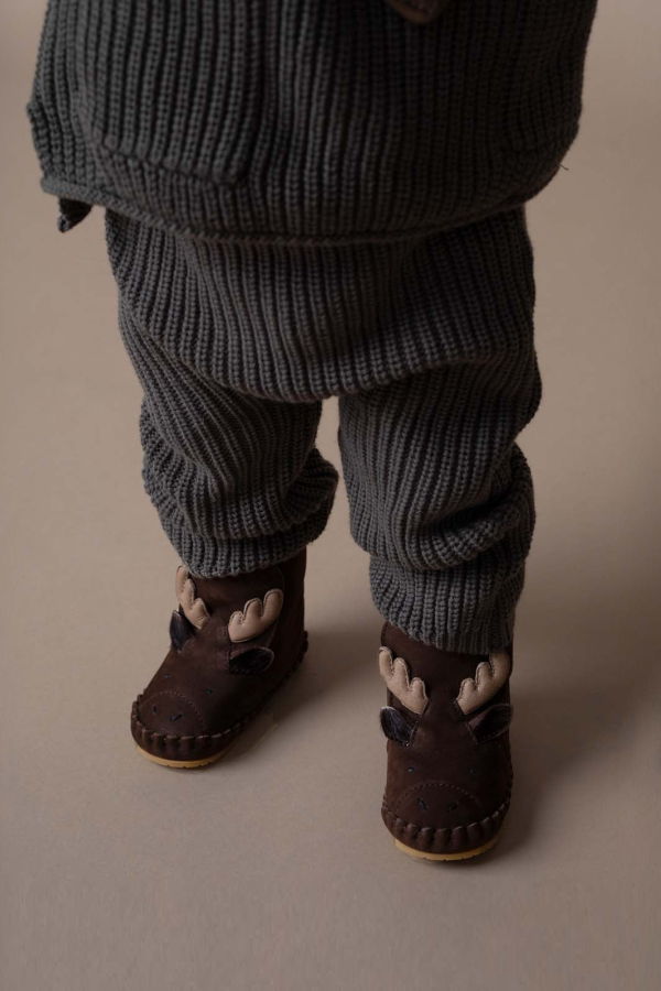 KIDS Donsje Kapi Exclusive Moose Baby Booties - Chocolate Nubuck