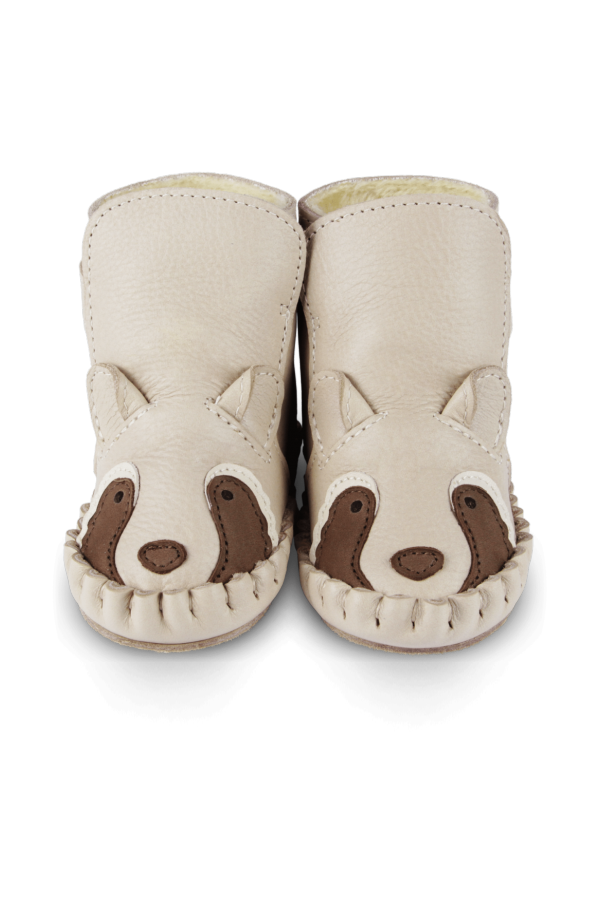 Kids Donsje Kapi Special | Raccoon Booties - Ivory Classic Leather
