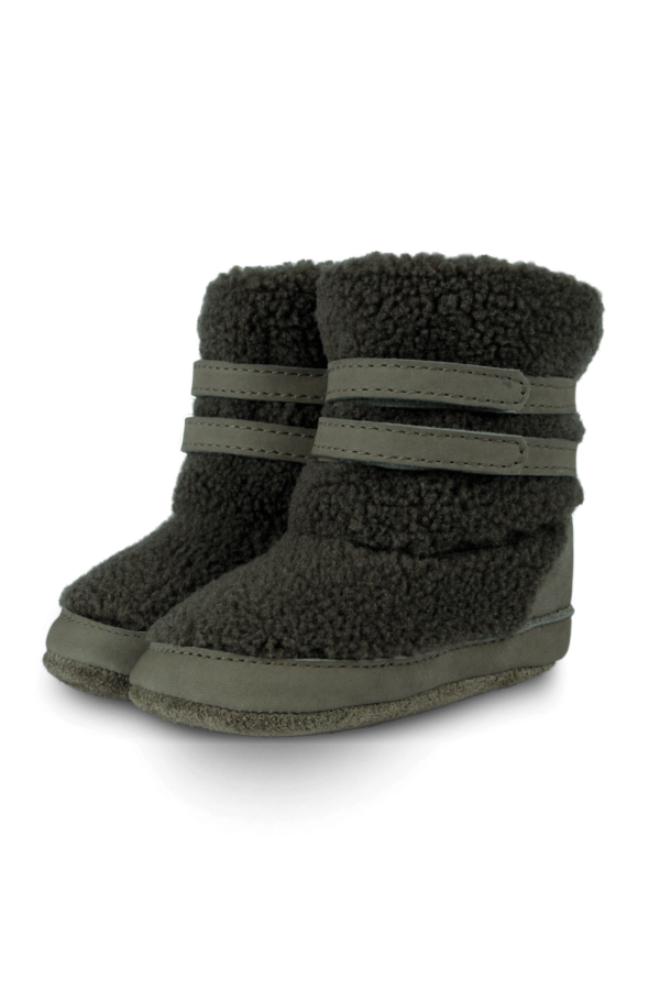 KIDS Donsje Larisso Booties - Stone Curly Faux Fur